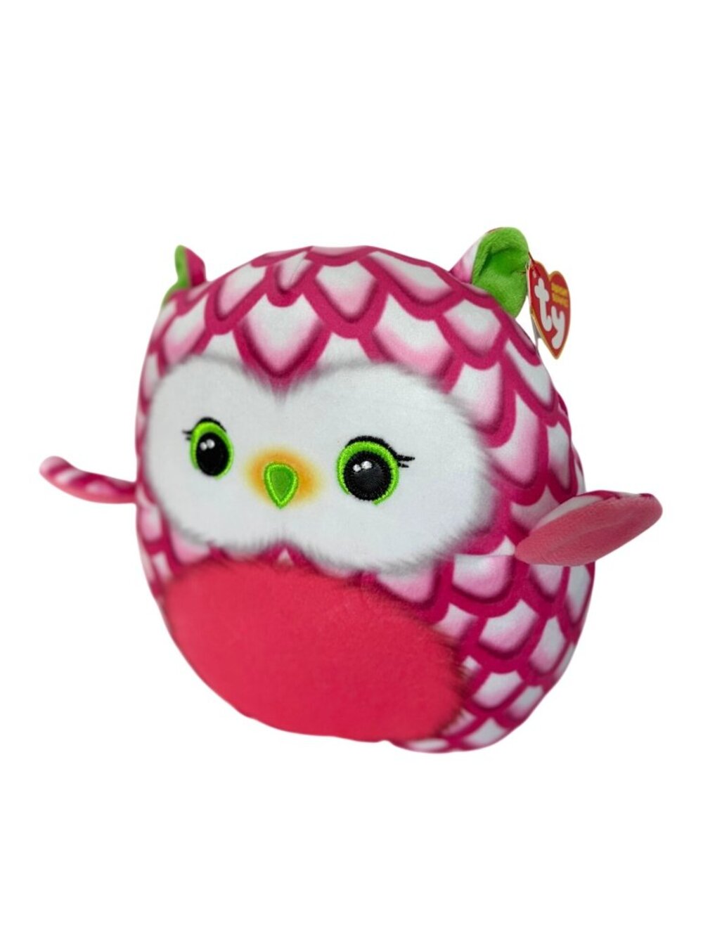 New Ty Squishy Beanie Babies Tootie Plush Pink Owl 9 in tall Stuffed ANimal Doll